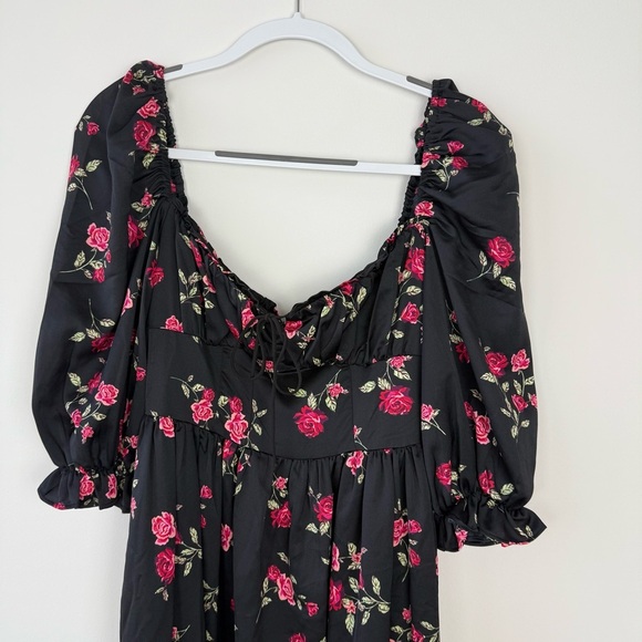 NWT For Love & Lemons Black Floral Midi Dress - Picture 3 of 8